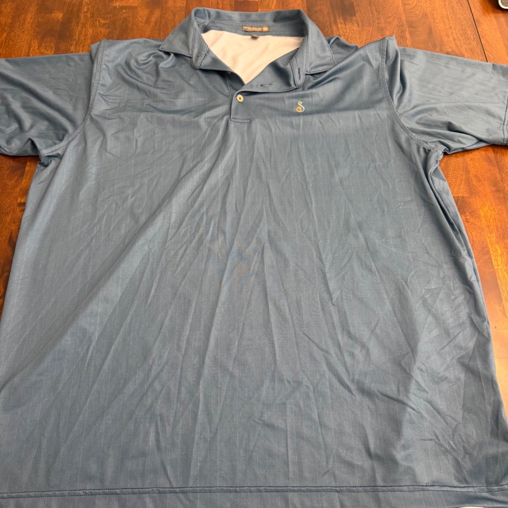 Peter Millar Summer Comfort Mens XL‎ Blue Herringbone Golf Polo MF16EK25S - Picture 6 of 10